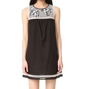 Tory Burch Bay Embroidered Dress Black & White L